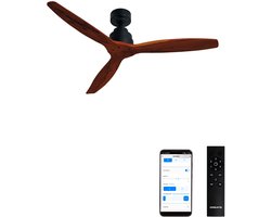 CREATE - Plafondventilator 40W silent Ø132 cm - Met Wifi - Met Afstandsbediening - 6 Snelheden - Timer - Zomer/Winter functie - Zwart - WIND STYLANCE