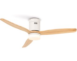 CREATE - Plafondventilator 40W silent Ø152 cm - Met Verlichting drie temperaturen - Met Wifi - Met Afstandsbediening - 6 Snelheden - Timer - Zomer/Winter functie - Wit - WIND CALM L