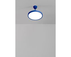 CREATE - Plafondventilator 40W stil met intrekbare bladen met licht - Ø108cm - Kobaltblauw - Afstandsbediening - WIND CLEAR STUDIO