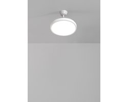 CREATE - Plafondventilator 40W stil met intrekbare bladen met licht - Ø108cm - Wit - Afstandsbediening - WIND CLEAR STUDIO
