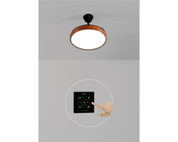 CREATE - Plafondventilator 40W stil met intrekbare bladen met licht - Ø108cm - Zwart / Donker hout - Controller voor wandmontage + afstandsbediening - WIND CLEAR STUDIO