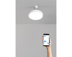 CREATE - Plafondventilator 40W stil met intrekbare bladen met licht - Ø91cm - Wit - WIFI + Afstandsbediening - WIND CLEAR STUDIO