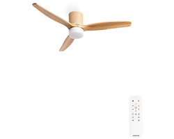 CREATE - Plafondventilator 40W stil Ø132 cm met LED verlichting in behuizing en lamp - WIND CALM RATTAN