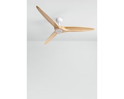 CREATE - Plafondventilator 40W stil Ø152 cm 100% hout - Wit / Licht hout - Geen licht - WIND CENTURY