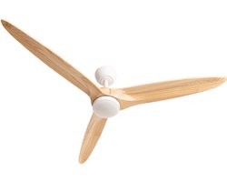 CREATE - Plafondventilator 40W stil Ø152 cm 100% hout - Wit / Licht hout - Met licht - WIND CENTURY