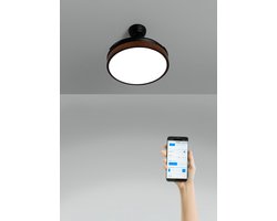 CREATE - Plafondventilator 40W stille intrekbare bladen Ø91cm met licht - Donker hout - WIFI + Afstandsbediening - WIND CLEAR
