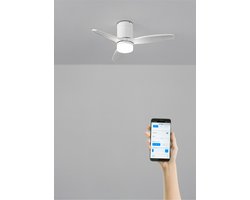 CREATE - Stille 40W plafondventilator met technische ABS bladen (Ø112cm) (ruimtes ≤10m²) - Wit - Met licht - WIFI + Afstandsbediening - WIND CALM