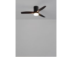 CREATE - Stille 40W plafondventilator met technische ABS bladen (Ø112cm) (ruimtes ≤10m²) - Zwart - Met licht - Afstandsbediening - WIND CALM