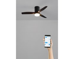 CREATE - Stille 40W plafondventilator met technische ABS bladen (Ø112cm) (ruimtes ≤10m²) - Zwart - Met licht - WIFI+Afstandsbediening - WIND CALM