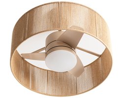 CREATE - Stille plafondventilator 25W met licht - Zand - Ø55cm - WIND LAMP WOVEN