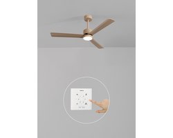 CREATE - Stille plafondventilator 40W met licht - Zand- Ø132cm -Controller voor wandmontage + afstandsbediening - WIND MODERN