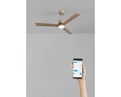 CREATE - Stille plafondventilator 40W met licht - Zand - Ø132cm - WIFI + Afstandsbediening - WIND MODERN