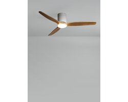 CREATE - Stille plafondventilator 40W Ø132 cm 100% hout - Wit / Licht hout - WIND CALM SLIM LIGHT