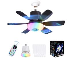 Dutchers® Plafondventilator met Verlichting – RGB Plafond Ventilator - E27 Fitting - Plafondlamp - Ø 50 cm – 24W LED – Met Afstandsbediening, Dimbaar, Kleurverlichting & Geheugenfunctie – Stijlvolle Koelverlichting voor Slaapkamer & Woonkamer - Zwart