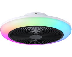 EGLO Sayulita 1 Plafondlamp met ventilator - 46 cm - RGB en Instelbaar wit licht - DC-energy saving - Zwart/Wit - Dimbaar - 3 Standen
