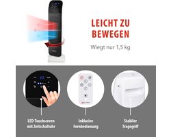 Elektrische Kachel en Ventilator met Afstandsbediening - Torenventilator met Timer en Oscillatie - Verwarming en Koeling Instellingen