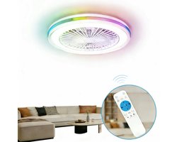 EpochGlo Decoratieve LED Plafondventilator 47 cm – RGB Dimbaar 3000K–6500K – 6 Snelheden – Zomer- & Winterstand – Afstandsbediening & Timer – Stil