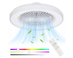 Epochglo Plafondventilator met Verlichting 48.5cm - RGB Dimbaar 3000K-6500K, 6 Snelheden, Timer, Afstandsbediening, Reversibele Motor, 4200 LM"