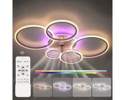 Equivera Plafonniere met Ventilator - Plafondventilator - Plafondventilator Afstandsbediening - Plafondventilator Slaapkamer - Plafond Ventilator met Verlichting - RGB 12 Kleuren - Plafondlamp - Plafonniere - Ideaal voor in uw slaapkamer!