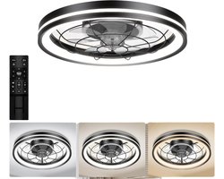 Florixa® Plafonniere Met Ventilator - Plafondventilator - Plafondventilator Met Verlichting - Zwart - 51cm x 16cm x 51cm