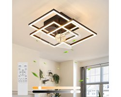 Glitzerlife Plafond ventilator met verlichting - Modern Dimbaar Led Licht - Stille plafondventilator - 6 Snelheden Omkeerbaar - Nachtlicht Timer Geheugenfunctie - 37 Cm - Zwart