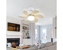 Glitzerlife - Plafond ventilator met verlichting - Ventilator lamp plafond - stil met afstandsbediening en timer - Ø75cm - houtlook - plafondlampen met ventilator voor woonkamer en slaapkamer