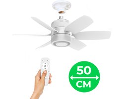 Goedewaere Plafondventilator met Verlichting - Compact - Ø 50cm - Lamp Fitting - Met Afstandsbediening - Fluisterstil - Timer - Ideaal voor slaapkamer - Ventilator plafond