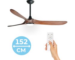 Goedewaere Plafondventilator 'Nordic Wood' met lamp - Groot - Met Afstandsbediening - Fluisterstil - Timer - Ideaal voor slaapkamer - Ventilator plafond