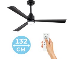 Goedewaere Plafondventilator - zwart - Met Afstandsbediening - Met Lamp - Fluisterstil - Timer - Ideaal voor slaapkamer - Ventilator plafond - Verlichting - Plafondlamp