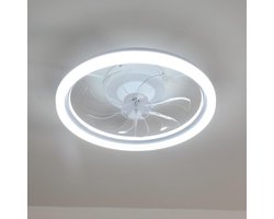 Haobosic - Plafond ventilatielamp - Rond wit ontwerp - 50x50x15cm - 36W dimbaar licht