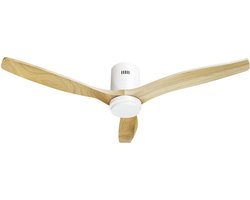 Hombli Slimme Plafondventilator met verlichting - Ø132 cm - Incl. Afstandsbediening - Wit & Licht Hout