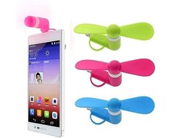 JeiibrZui Mini-telefoonventilator - Krachtige luchtstroom, plug-and-play - Set van 3 - Universeel - Blauw, Roze, Groen