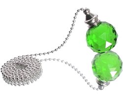 KARZO - Set van 2 roze kristallen bollen met trekkoord van 30 mm, ideaal als verlenging voor plafondventilatoren in badkamer en toilet voor eenvoudig gebruik