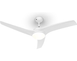 Klarstein Figo plafondventilator - 2-in-1: ventilator & plafondlamp (2 x 42 W), diameter: 132 cm, 3 bladen, luchtstroom: 10,039 m³/h, 2 draairichtingen, 3 snelheidsinstellingen, wit