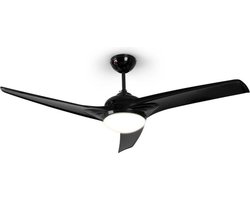 Klarstein Figo plafondventilator - 2-in-1: ventilator & plafondlamp (2 x 42 W), diameter: 132 cm, 3 bladen, luchtstroom: 10,039 m³/h, 2 draairichtingen, 3 snelheidsinstellingen, zwart