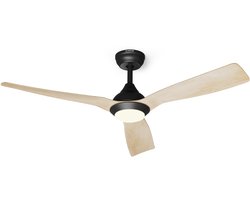 Klarstein Slimme plafondventilator met verlichting - 2-in-1 plafondlamp met ventilator, 132 cm, 6 snelheden, LED, zomer- en winterstand, afstandsbediening, app-bediening, esdoorn