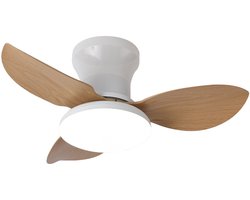 Kleine plafondventilator met verlichting - 25 inch plafondventilator voor vlakke montage met verlichting en afstandsbediening, plafondventilatoren met laag profiel en 3 omkeerbare bladen, 6 windsnelheden