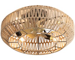 LearnLogic 22 inch Nieuwe Boho gekooide plafondventilator met afgesloten Rattan 6 -snelheden afstandsbediening omkeerbare DC -motor voor de woonkamer