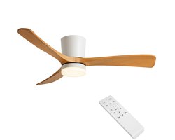 LED Plafondventilator | Hout Wit | 18W | 1440 lumen | CCT - Kleurwissel | Niet dimbaar