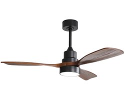 LeerLogic 48 inch houten plafondventilator met 3 massieve houten messen afstandsbediening omkeerbare DC -motor voor de woonkamer