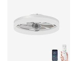 Lichtendirect- Plafondventilator met verlichting - Wit- Smart Lamp - 6 Standen Ventilator – Plafonniere lamp - Woonkamerlamp - Dimbaar -Afstandsbediening- APP functie- Zwart