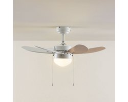 Lindby - Plafondventilatoren met verlichting - 1licht - Staal, MDF, glas - H: 36.5 cm - E14 - wit, beuken