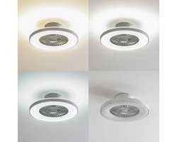 Lindby - Plafondventilatoren met verlichting- met dimmer - 1licht - Kunststof - H: 20 cm - zilver, wit - Inclusief lichtbron