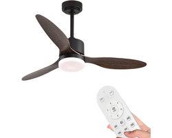 Livano Plafondventilator - Met Verlichting - Plafond Ventilator - Met Lamp - Plafonniere Met Ventilator - Met Licht - Donker Hout - 105cm