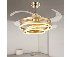 Livano Plafondventilator - Met Verlichting - Plafond Ventilator - Met Lamp - Plafonniere Met Ventilator - Met Licht - Goud - 106cm