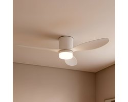 Lucande - Plafondventilatoren met verlichting - CCT - 1licht - Metaal, acryl, ABS - H: 25.5 cm - wit - Inclusief lichtbron