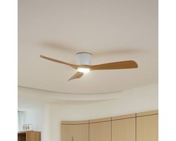 Lucande - Plafondventilatoren met verlichting- met dimmer - CCT - 1licht - Metaal, ABS - H: 21 cm - wit, hout - Inclusief lichtbron