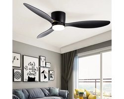 LuxiLamps - 3 Blad Plafondventilator - Moderne LED Ventilator Lamp - 6 Snelheden - Bedienbaar Met Afstandsbediening - 105 cm - Zwart - Woonkamerlamp