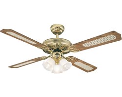 LuxiLamps - 4 Kop Bloem Plafondventilator - Aziatisch Stijl - E27 - 3 Snelheden - Bruin - 132 cm