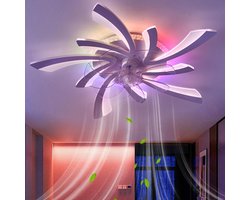 LuxiLamps - 5 Vleugel Ventilator Lamp - Dimbaar Met Afstandsbediening - RGB 12 Kleuren - Plafondventilator Met LED - Smart Life App - Woonkamerlamp - Moderne lamp - Plafonniere